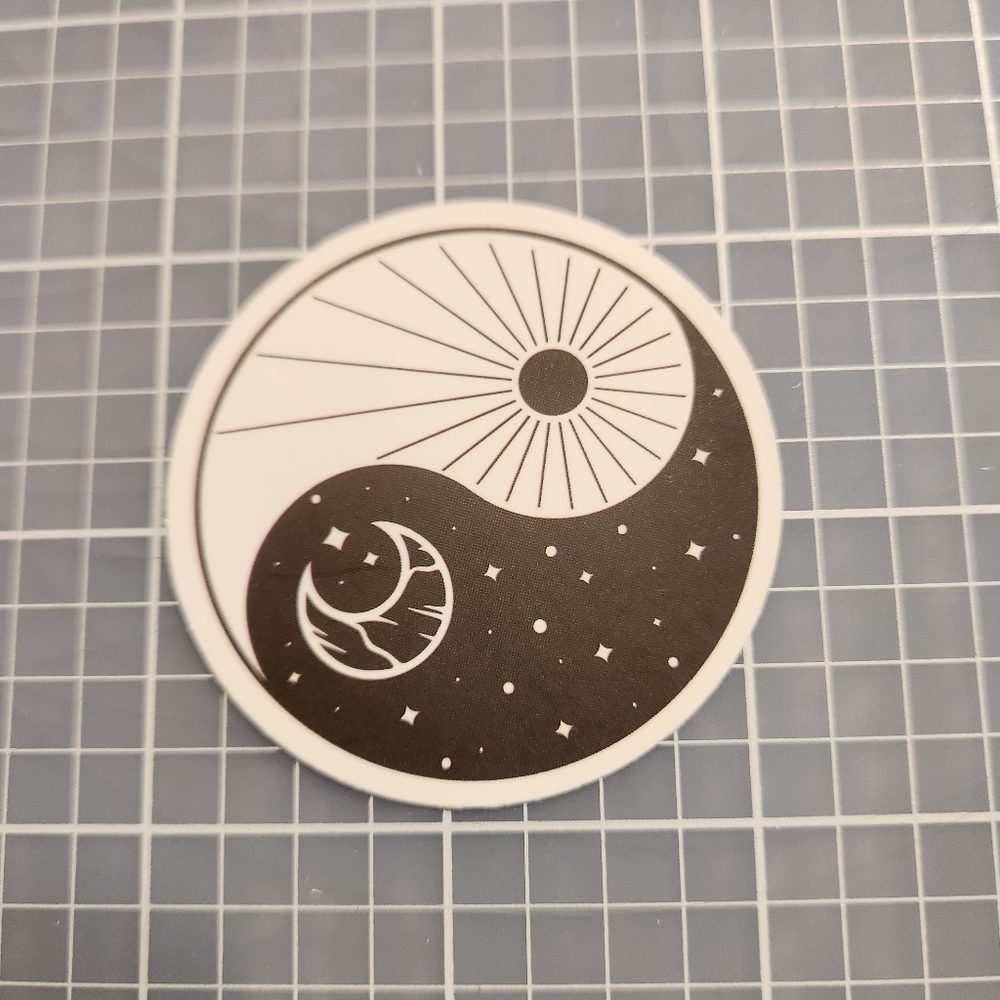 10/$10 Sticker Celestial Moon Black And White